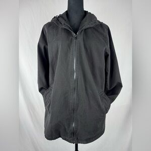 ASOS Black 100% Cotton Canvas Full Zip Hooded Jacket